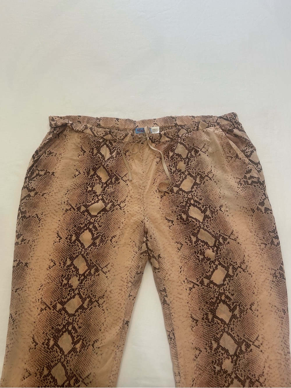 Acrobat 100% Silk Low Rise Snake-Print Pajama Pants, Size M